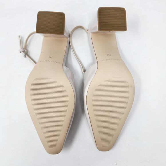 Marc Fisher Lethe Slingback Heels Women 7M Blush Pink Cream Patent Faux Leather - Picture 8 of 9